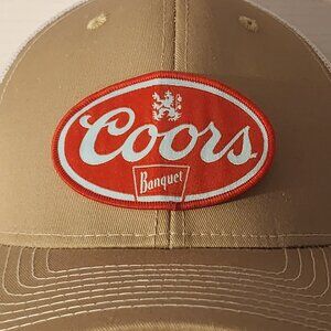 Coors Khaki/White Mesh Snapback Trucker Hat.